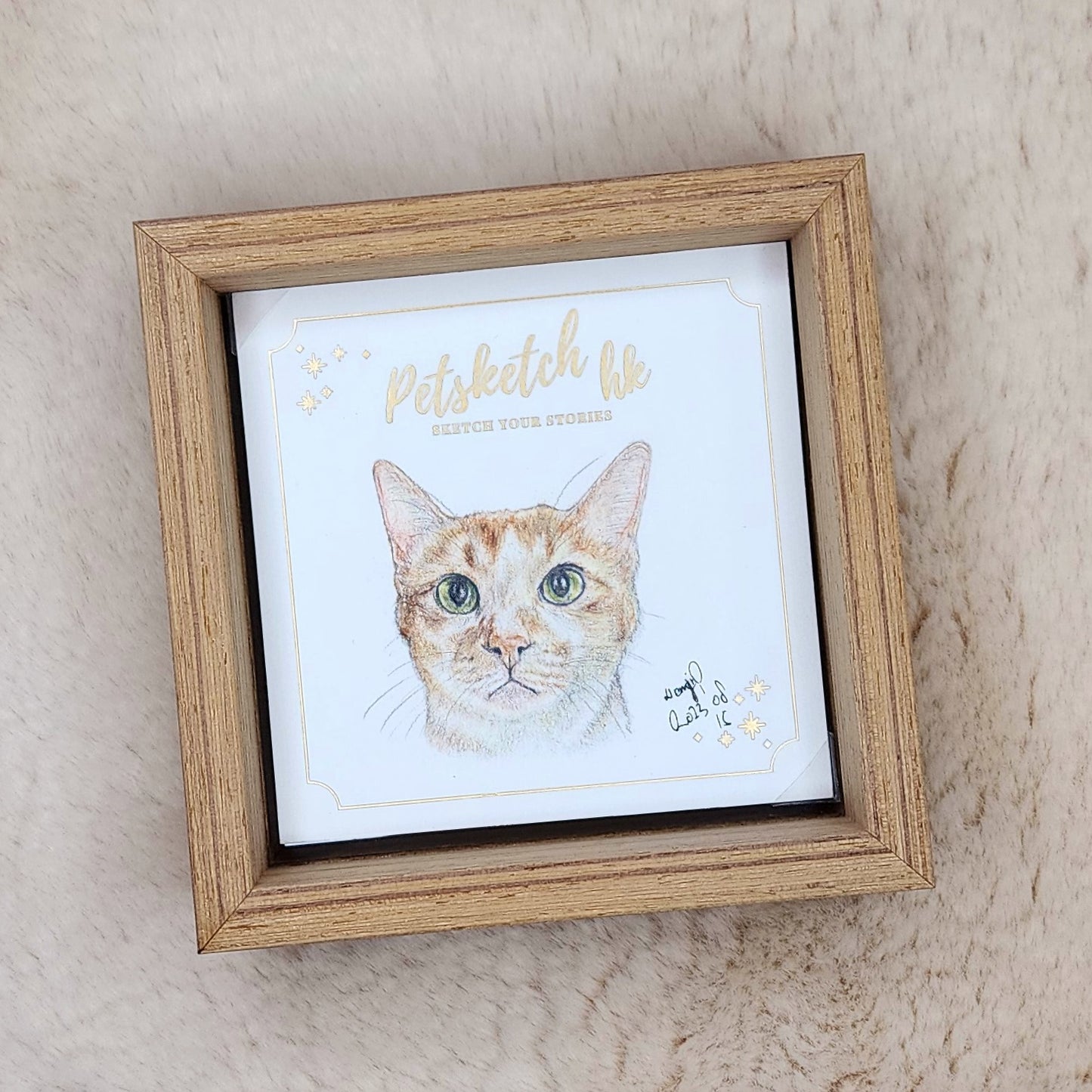 【客製】寵物速畫 | 木顏色 | 貓 | 唐貓 | 橘貓 |