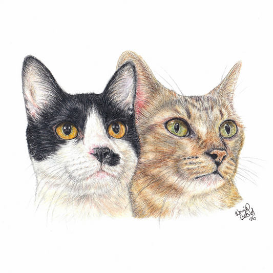 【客製】寵物手繪 | 寵物合照 |木顏色 | 黑白貓 |