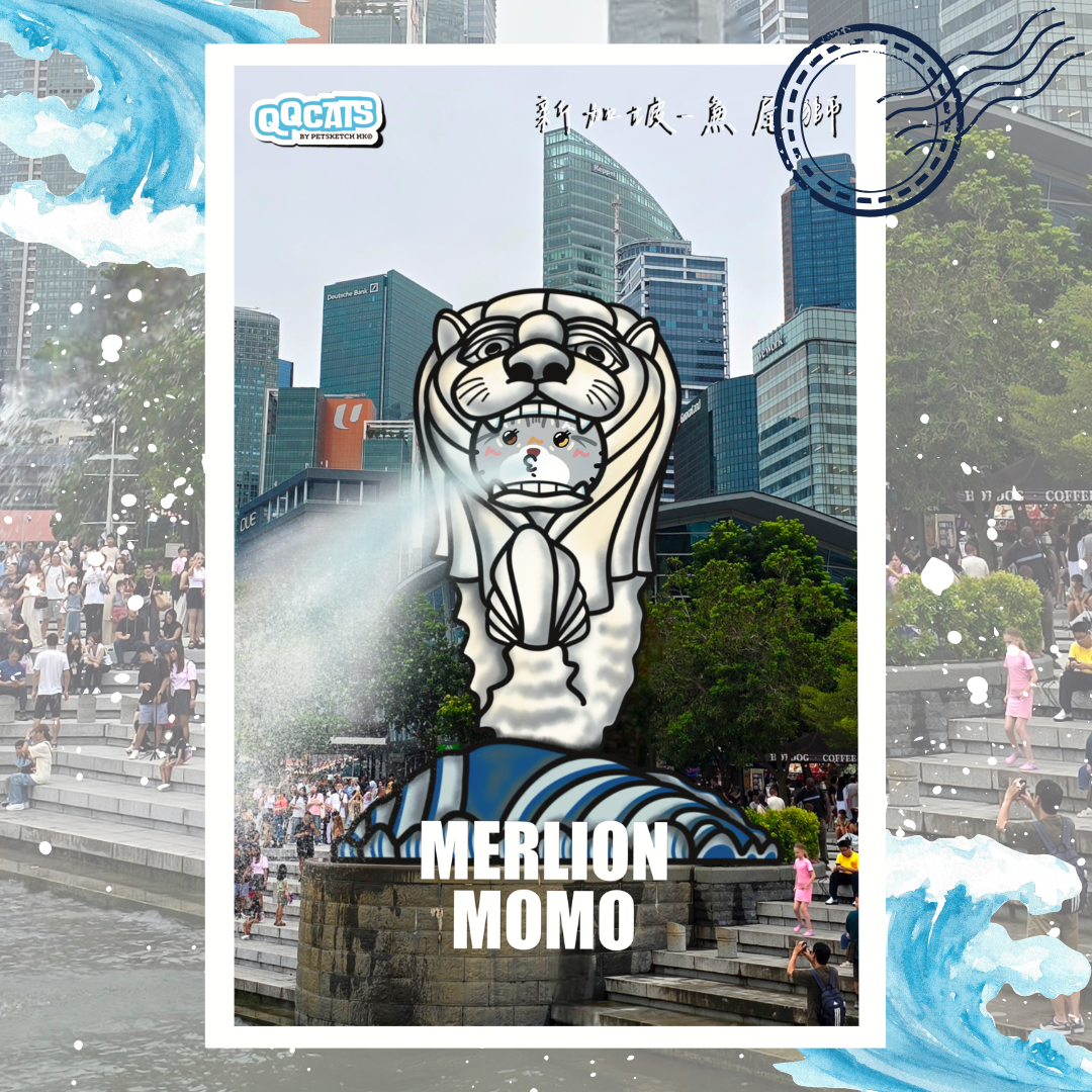 QQ貓明信片| 新加坡魚尾獅| 實體 |